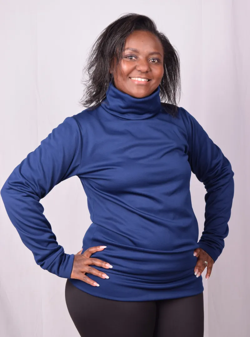 ladies navy blue turtleneck