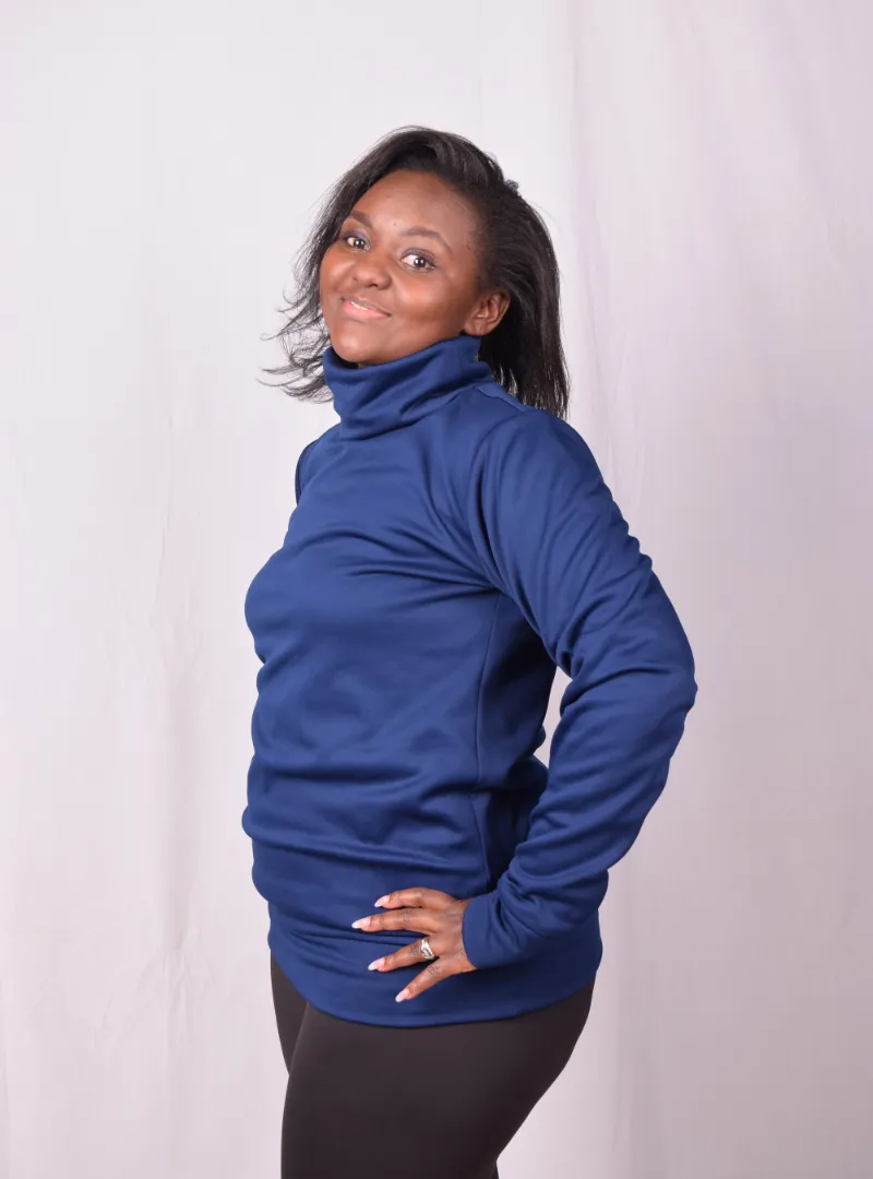 ladies navy blue turtleneck