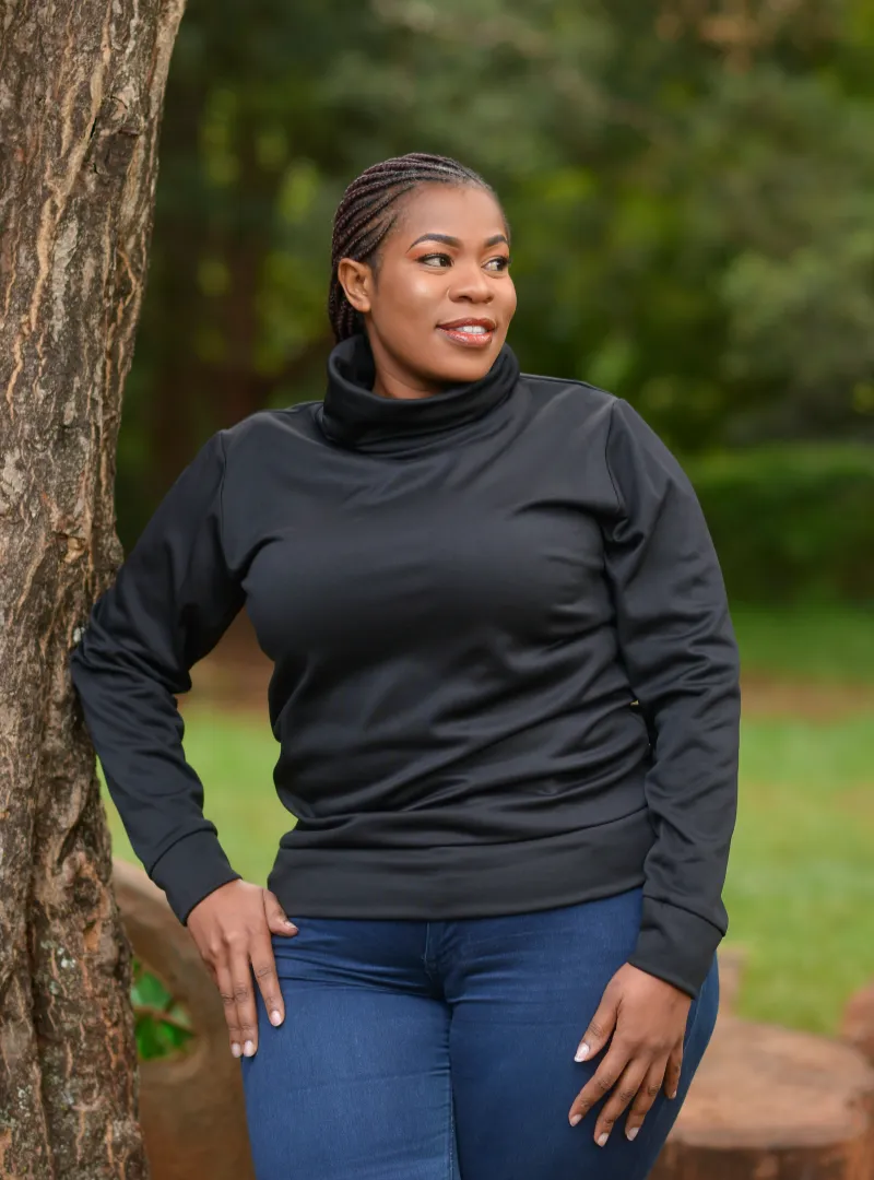 Ladies black turtleneck sweater