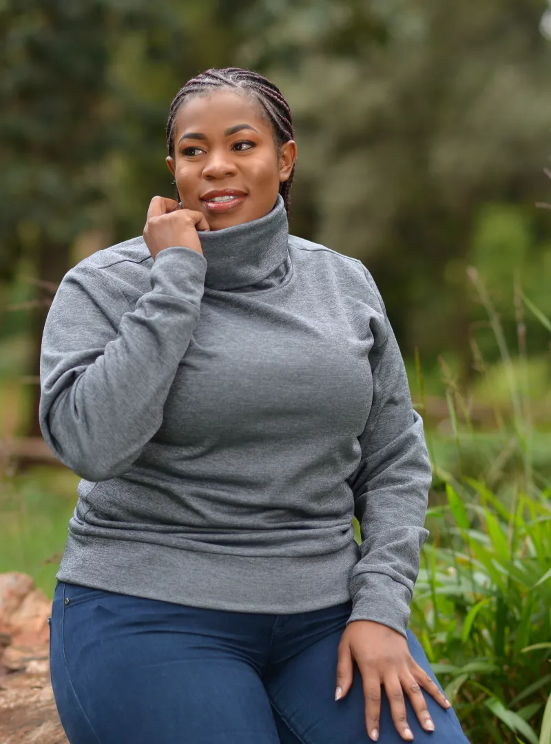 ladies grey turtleneck sweater
