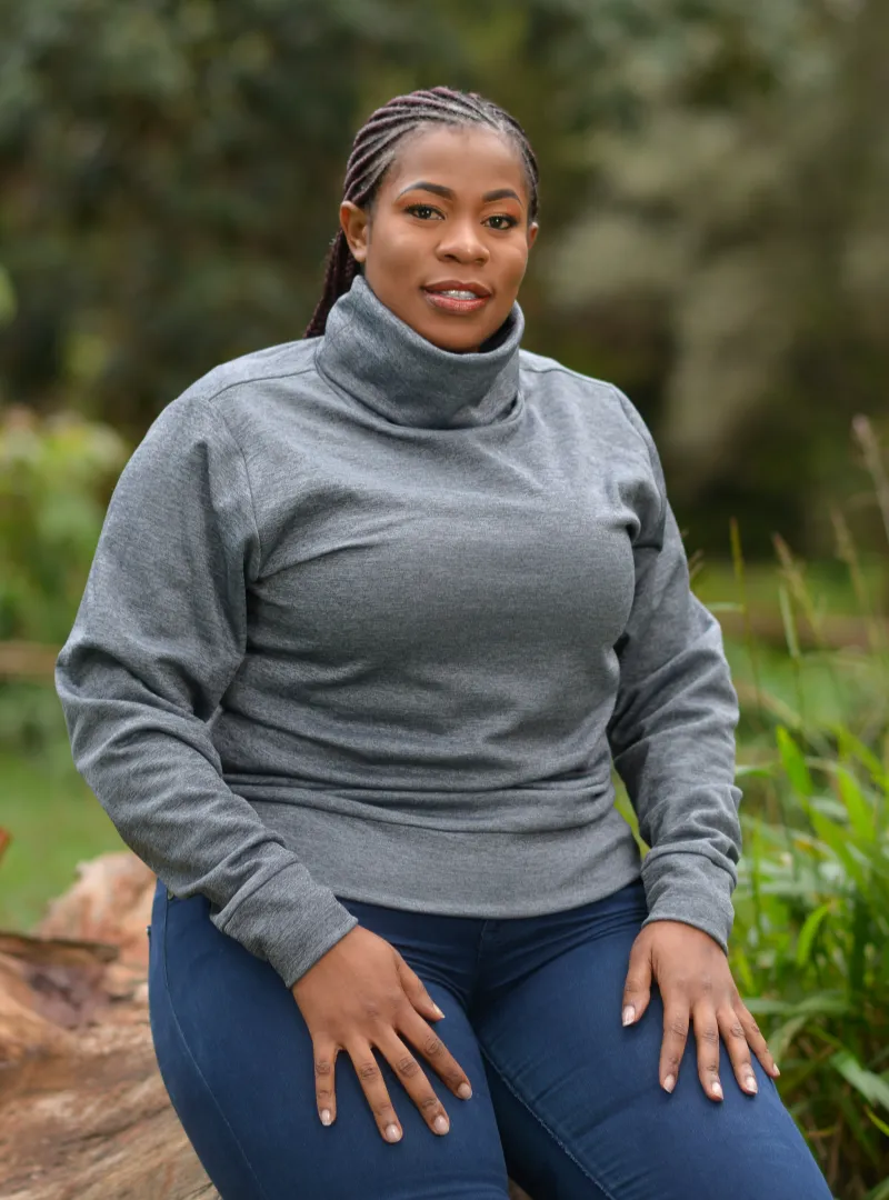 ladies grey turtleneck sweater