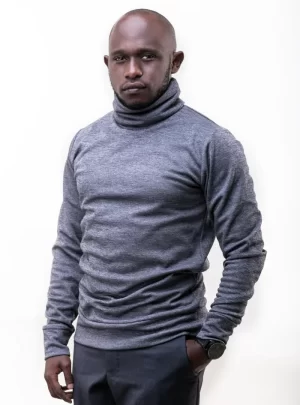 mens grey turtleneck sweater