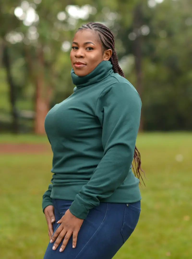 ladies-green-turtleneck-sweater