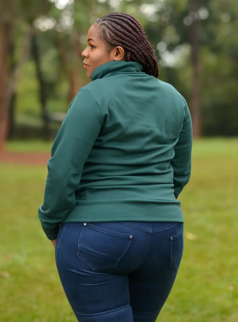 ladies-green-turtleneck-sweater