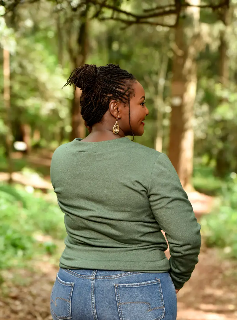 ladies-green-v-neck-sweater